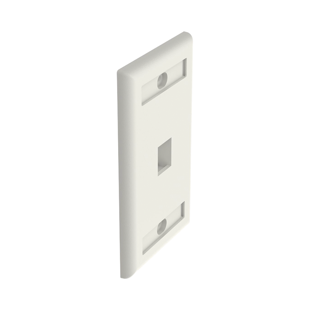 Vertical Wall Plate, 1-Port Keystone Outlet, With Label Spaces, Matte White