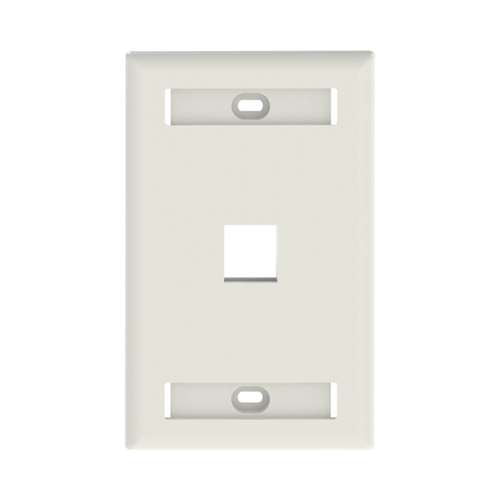 Placa de Pared Vertical, Salida Para 1 Puerto Keystone, Con Espacios Para Etiquetas, Color Blanco Mate