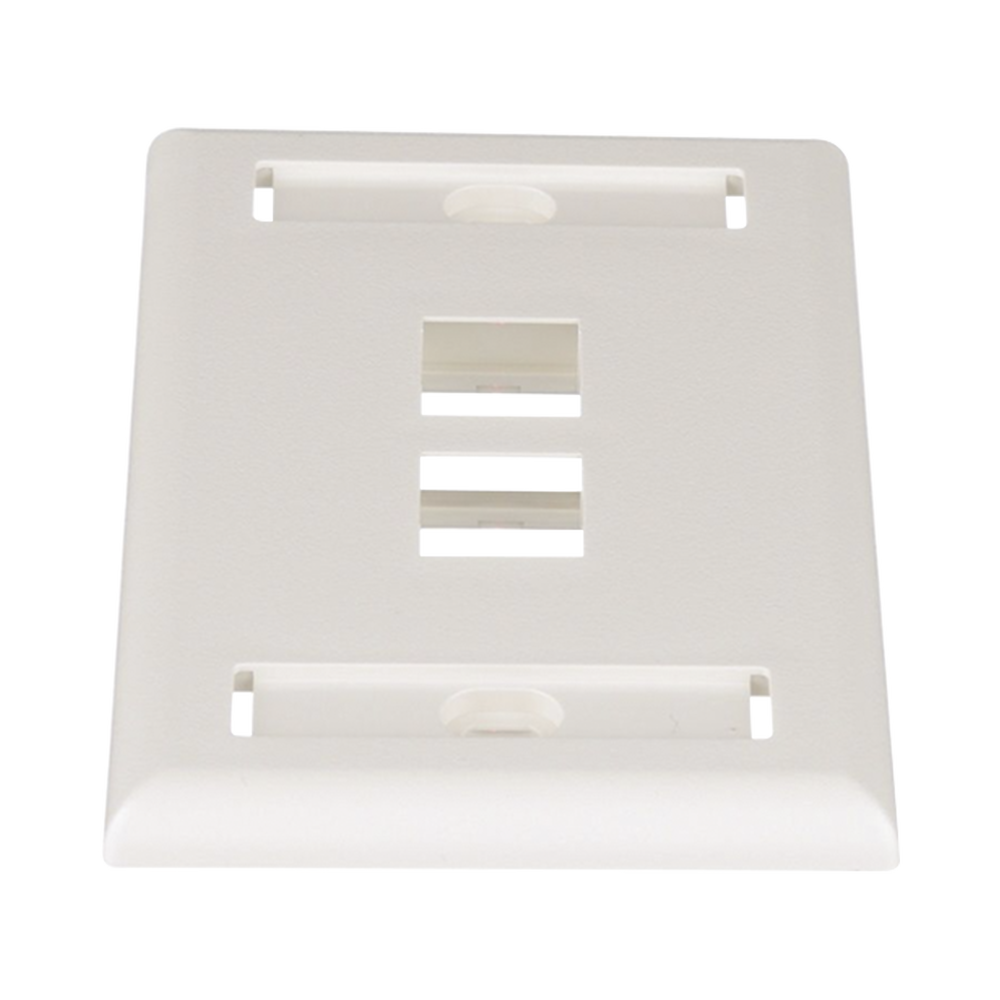 Placa de Pared Vertical, Salida Para 2 Puertos Keystone, Con Espacios Para Etiquetas, Color Blanco Mate