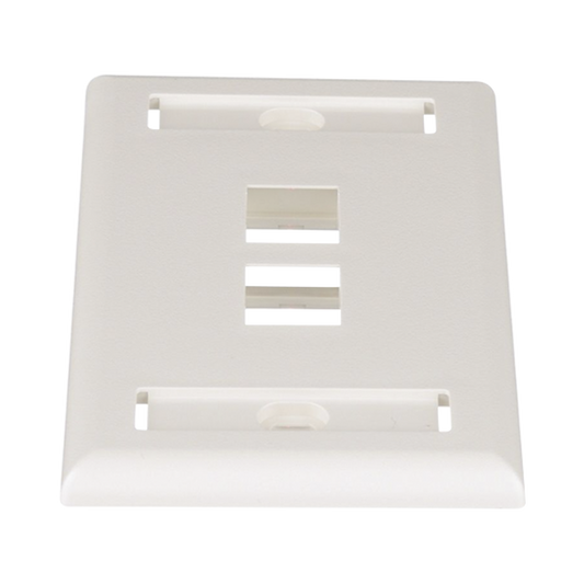 Placa de Pared Vertical, Salida Para 2 Puertos Keystone, Con Espacios Para Etiquetas, Color Blanco Mate