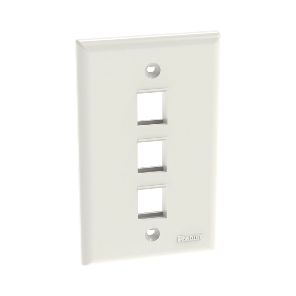 Placa de Pared Vertical, Salida Para 3 Puertos Keystone, Color Blanco Mate