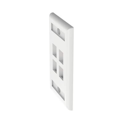 Placa de Pared Vertical, Salida Para 4 Puertos Keystone, Con Espacios Para Etiquetas, Color Blanco