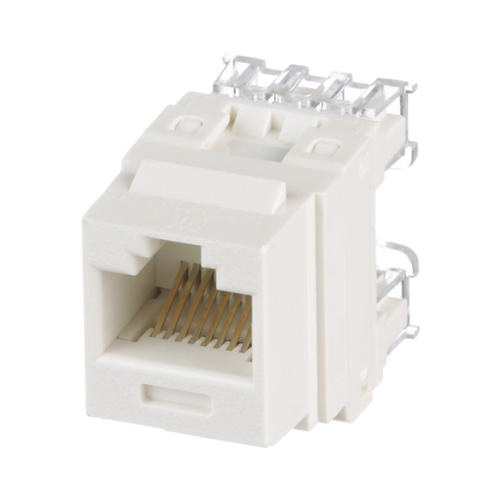 110 Style Jack Connector (Shock Absorber), Keystone Type, Category 6, 8 Position, 8 Wire, Matte White