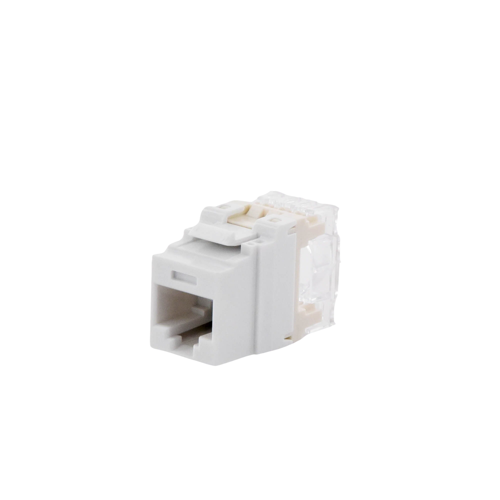 Conector Jack Estilo 110 (de Impacto), Tipo Keystone, Categoría 6, de 8 posiciones y 8 cables, Color Blanco
