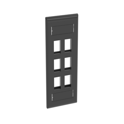 Placa de Pared Vertical, Salida Para 4 Puertos Keystone, Con Espacios Para Etiquetas, Color Negro