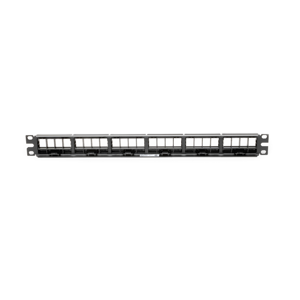 24-Port Keystone Modular Patch Panel (No Jacks), Adhesive Label Identification, 1RU