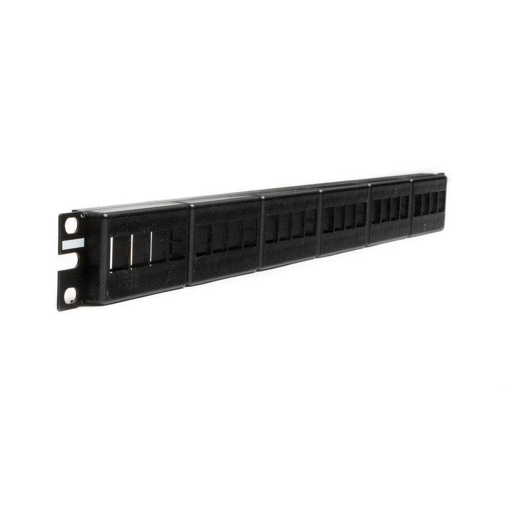 24-Port Keystone Modular Patch Panel (No Jacks), Adhesive Label Identification, 1RU