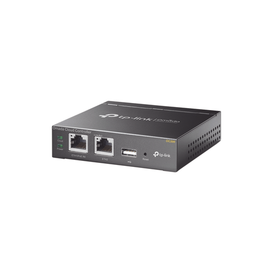 Controlador Omada Cloud para gestionar hasta 100 equipos Omada desde la nube, hotspot, alertas a correo, monitoreo RF, actualizaciones masivas, 2 puertos 10/100 Mbps, 802.3af/at.