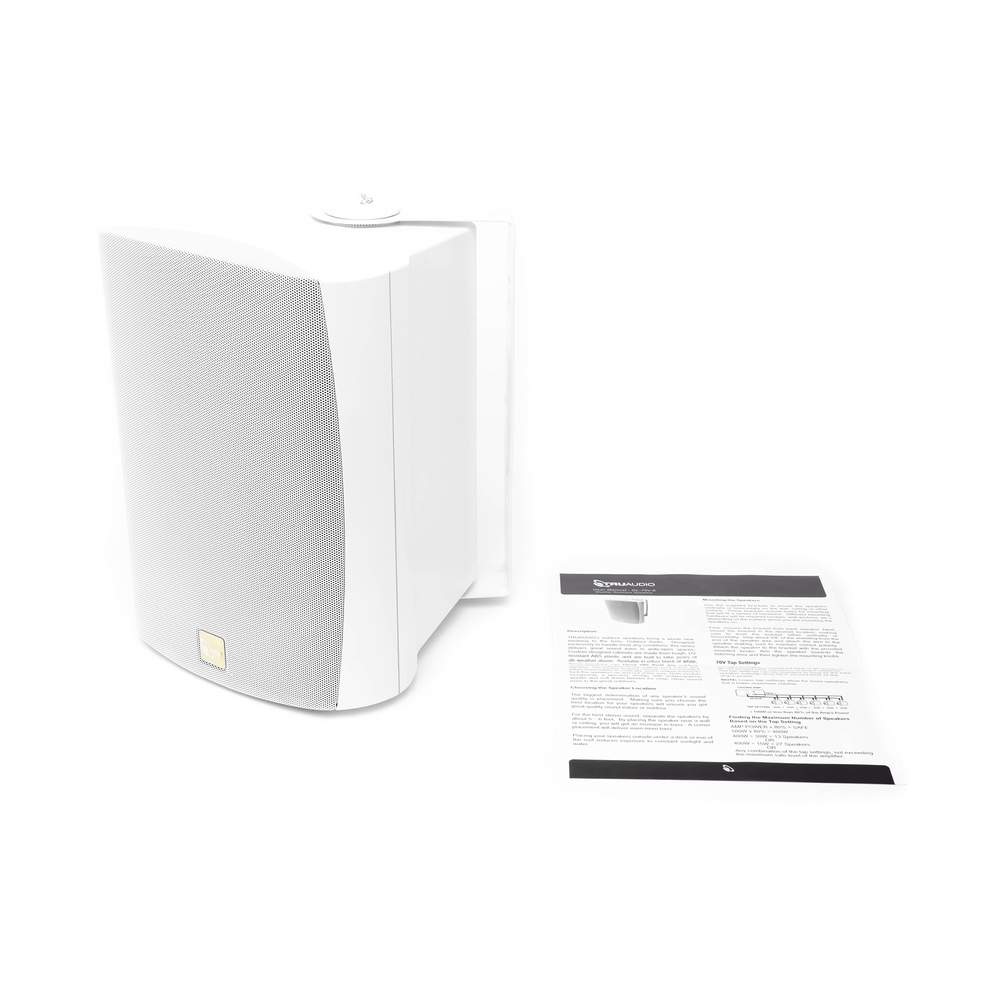 70V/100V 2-Way Outdoor Speaker, 6.5" Woofer, 1" Silk Soft Dome Tweeter, White.