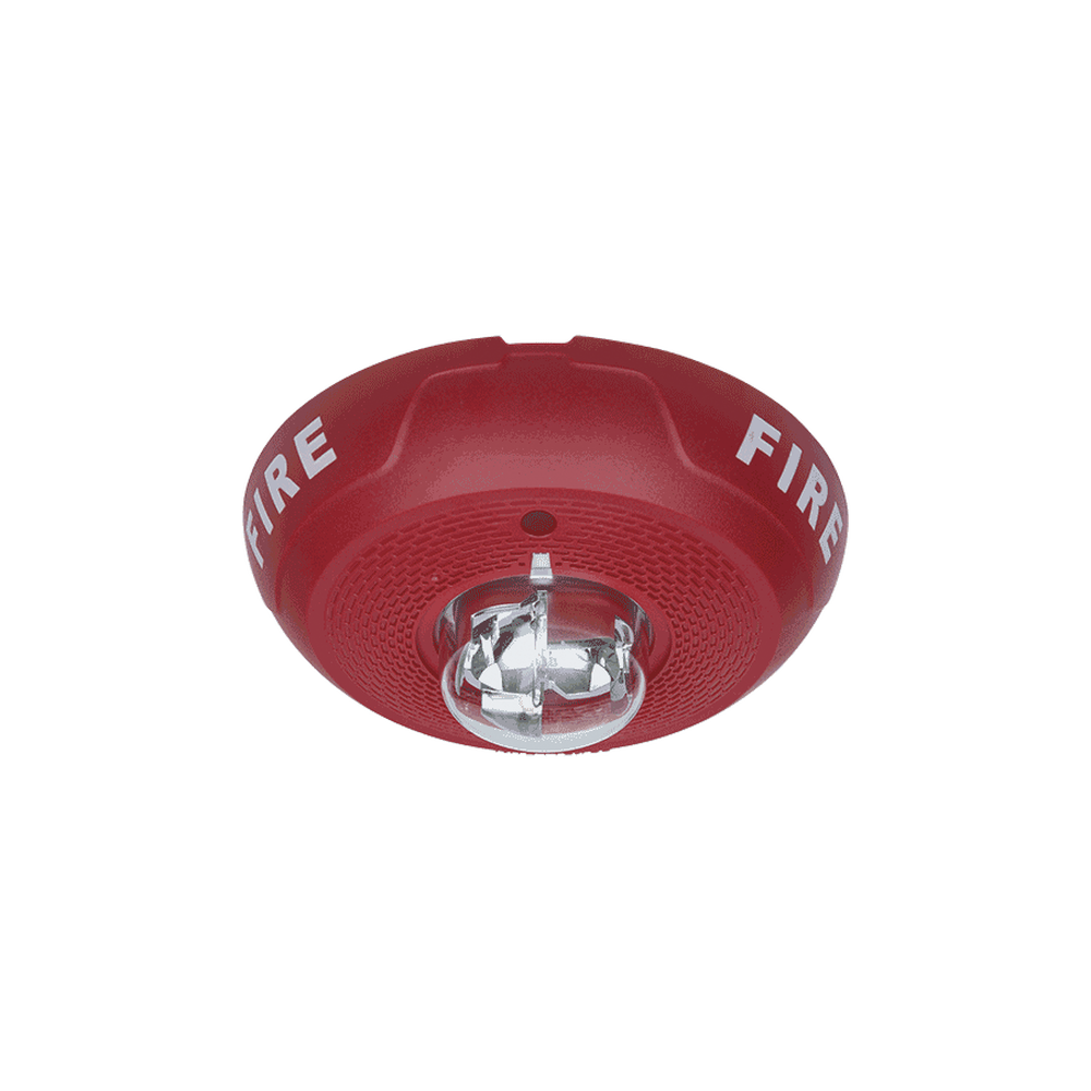 Sirena con Lámpara Estroboscópica, Montaje en Techo, Nivel de Candelas Seleccionable, Color Rojo, Nuevo Diseño Moderno y Elegante y Menor Consumo de Corriente 