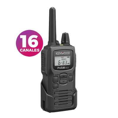 450-470 MHz, 2 W, 6 canales en BRS, 16 canales en modo profesional, Incluye antena, batería, cargador y clip