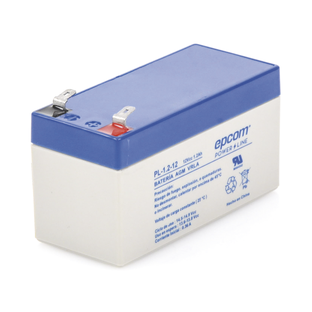 Batería de respaldo de equipo electrónico / UL / 12V @ 1.2 Ah / Tecnología AGM-VRLA / Para uso en Alarmas de intrusión / Incendio/ Control de acceso / CCTV / Terminales F1.
