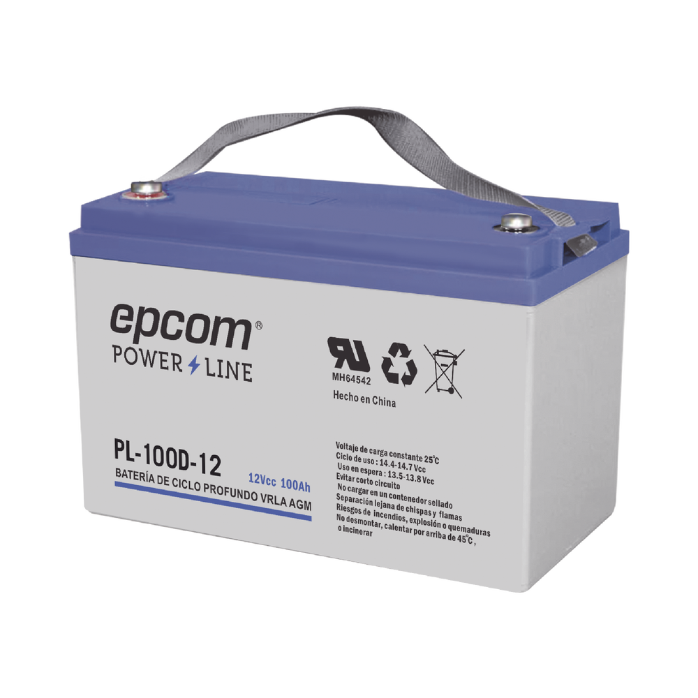 Acumulador EPCOM 12V @ 100Ah Tecnología VRLA AGM Ciclo Profundo para Aplicaciones Fotovoltaicas