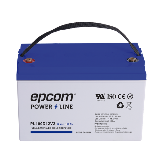 Batería 12 Vcc / 100 Ah / UL / Tecnología AGM-VRLA / CICLO PROFUNDO / Para uso en aplicaciones fotovoltaicas y de emergencia  / Terminales T4