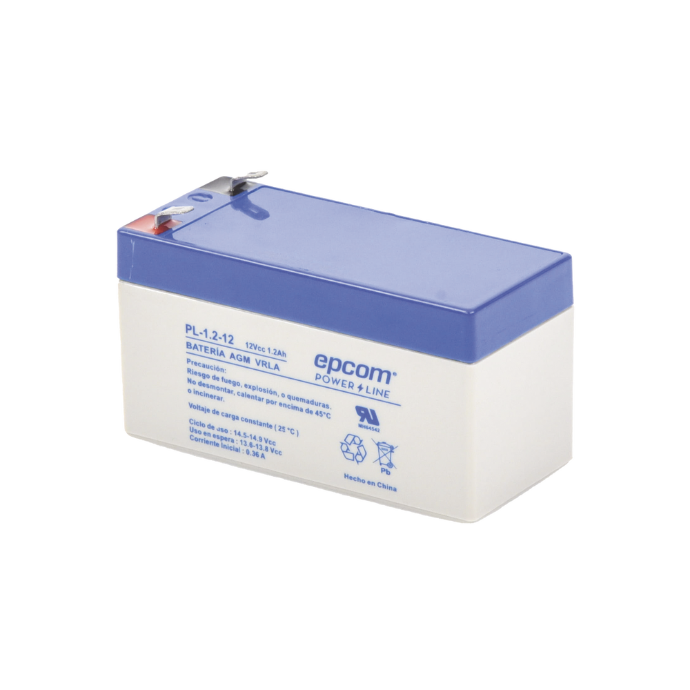 Batería de Respaldo para equipo electrónico / UL / 12V @ 12 Ah / Tecnología AGM-VRLA / Uso en : Alarmas de intrusión / Incendio / Control de acceso / CCTV / Terminales tipo F1.