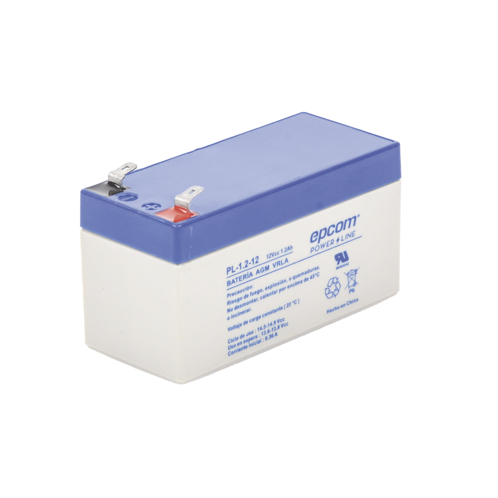 Batería de Respaldo para equipo electrónico / UL / 12V @ 12 Ah / Tecnología AGM-VRLA / Uso en : Alarmas de intrusión / Incendio / Control de acceso / CCTV / Terminales tipo F1.