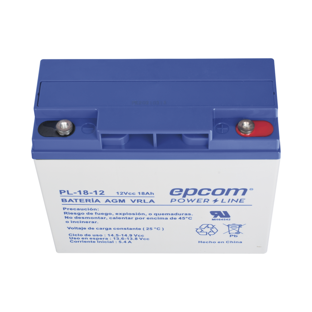 Backup Battery for electronic equipment / UL / 12V @ 18 Ah / AGM-VRLA Technology / Use in: Intrusion Alarms / Fire / Access Control / CCTV / HEX Screw Terminals.