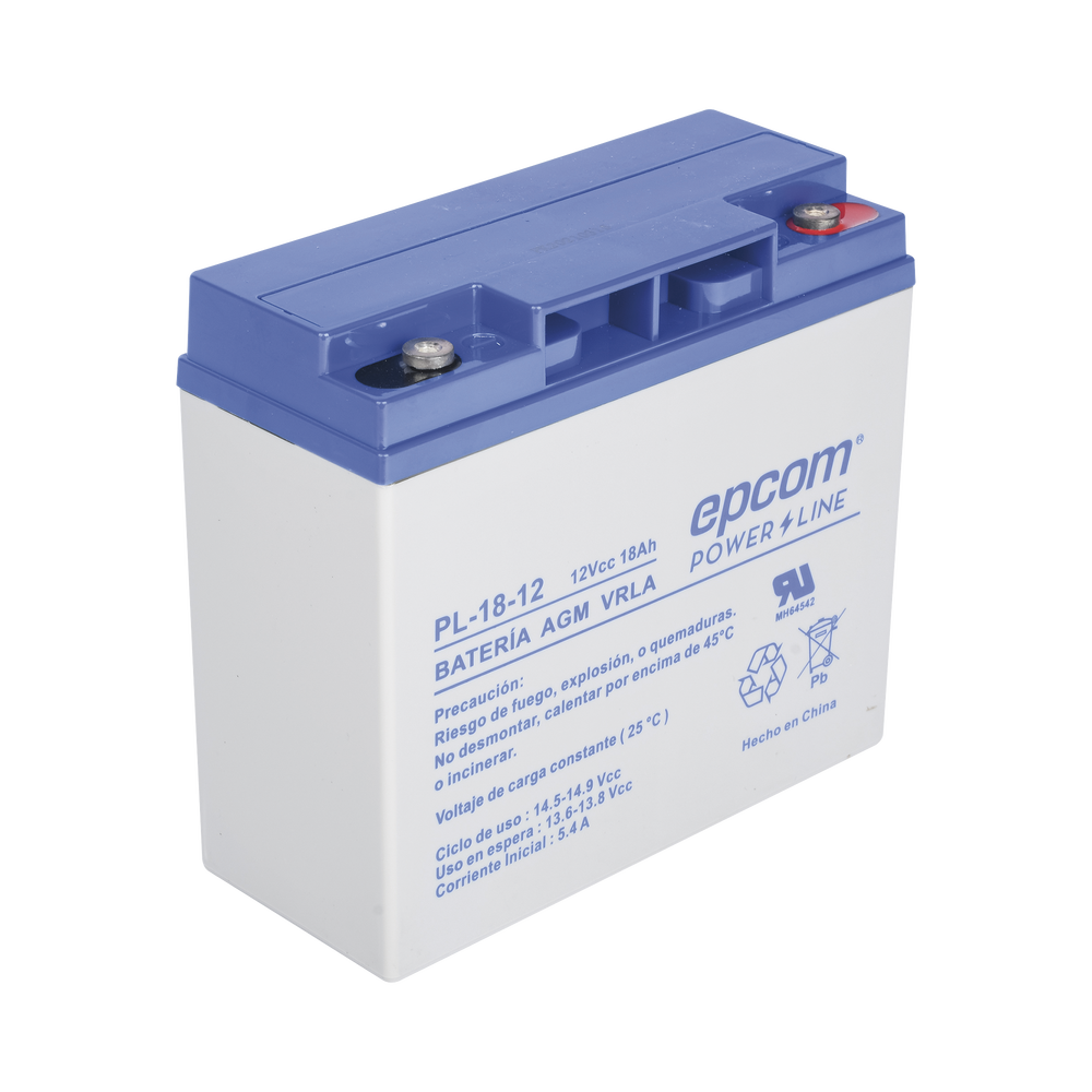 Backup Battery for electronic equipment / UL / 12V @ 18 Ah / AGM-VRLA Technology / Use in: Intrusion Alarms / Fire / Access Control / CCTV / HEX Screw Terminals.