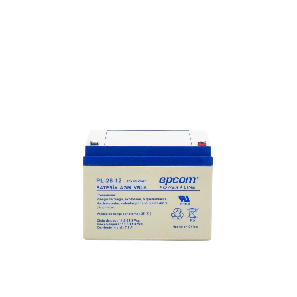 Backup Battery for electronic equipment / UL / 12V @ 26 Ah / AGM-VRLA Technology / Use in: Intrusion Alarms / Fire / Access Control / CCTV / F1 Type Terminals.
