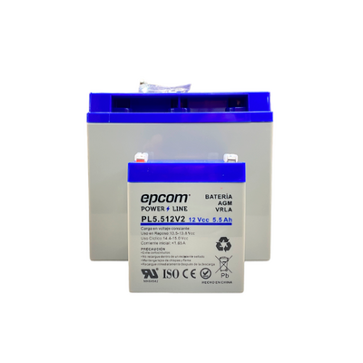 Batería 12 Vcc / 5.5 Ah / UL / Tecnología AGM-VRLA / Para uso en equipo electrónico, Alarmas de Intrusión / Incendio/ Co