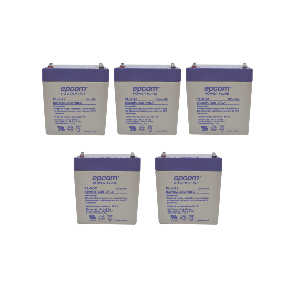 Paquete de 5 Baterías PL-5-12, Ahorre $ con este KIT 