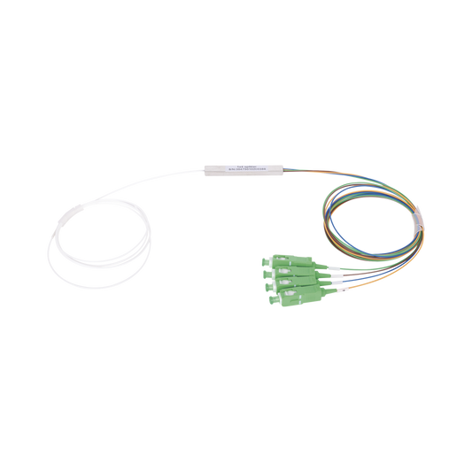Splitter (Divisor Óptico) tipo PLC, de 1x4, conectores SC/APC de salida