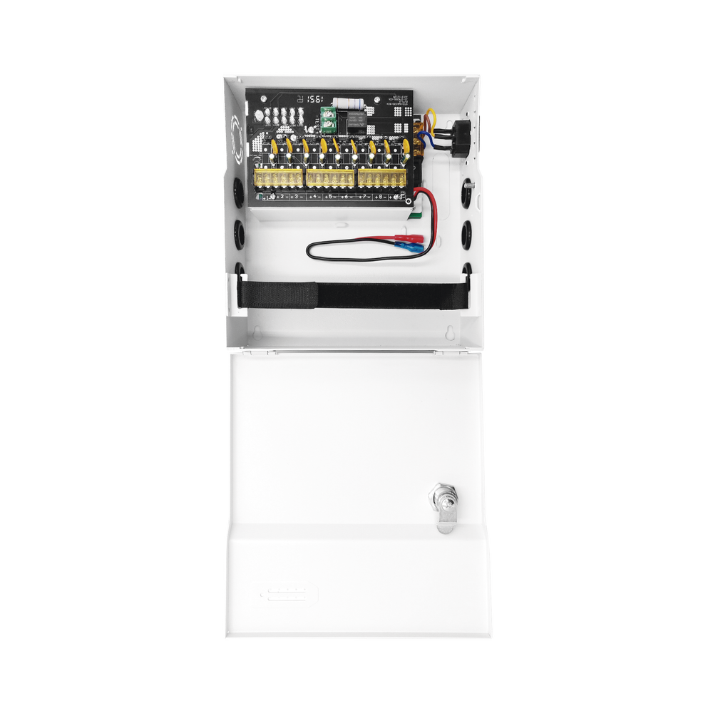 Fuente de Poder 12 Vcc 10 A / 9 Salidas / Capacidad de Batería de Respaldo / Requiere Batería / Voltaje de Entrada 96-264 Vca