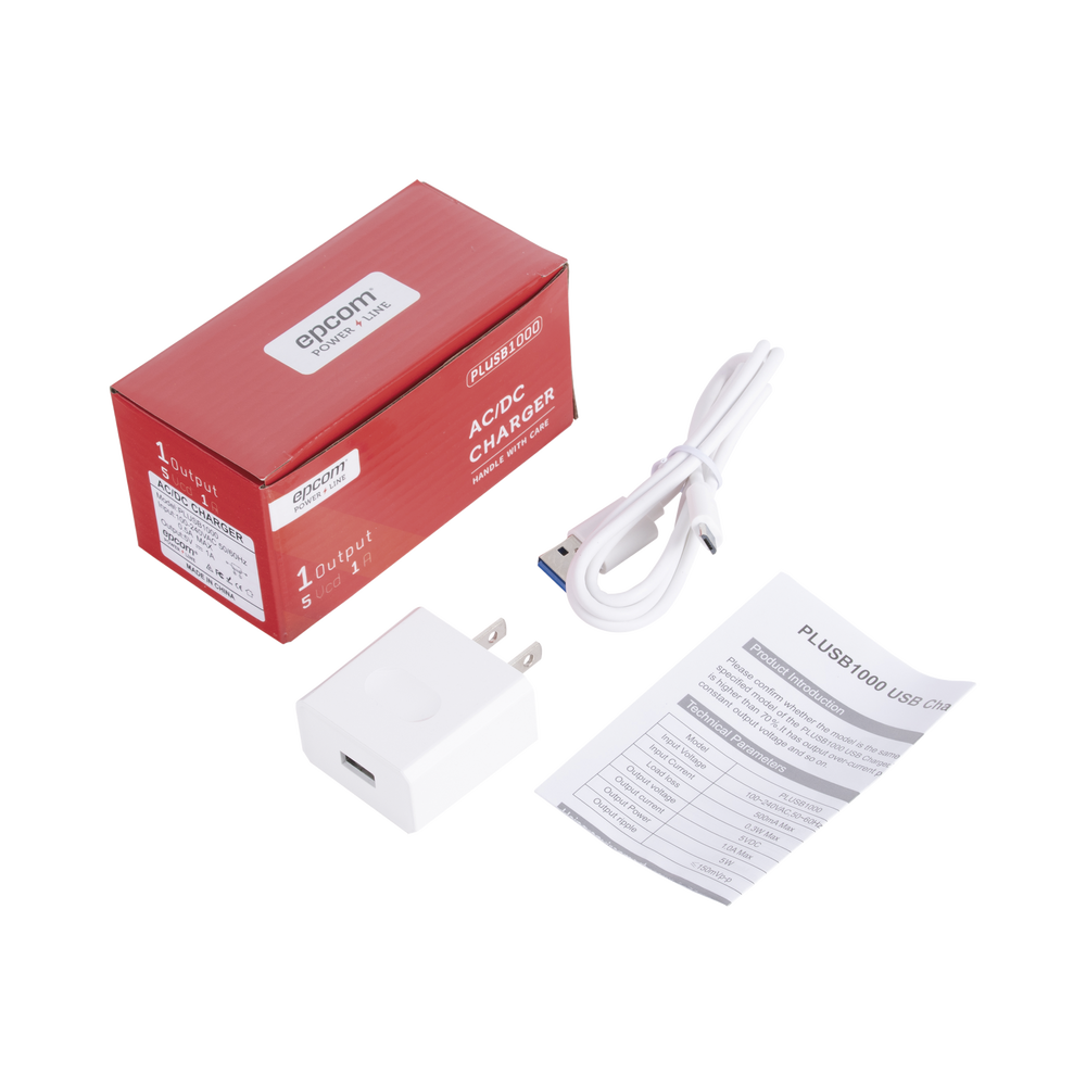 Cargador Micro-USB Profesional de 1 Puerto / 5 VCC / 1 Amper Para Smartphones y Tablets / Voltaje de Entrada de 100-240 VCA
