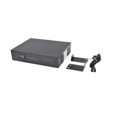 Fuente de poder Grado INDUSTRIAL de 11 - 15 Vcd @ 10 Amper, para 9 cámaras, para Rack, con voltaje de entrada de 110-240