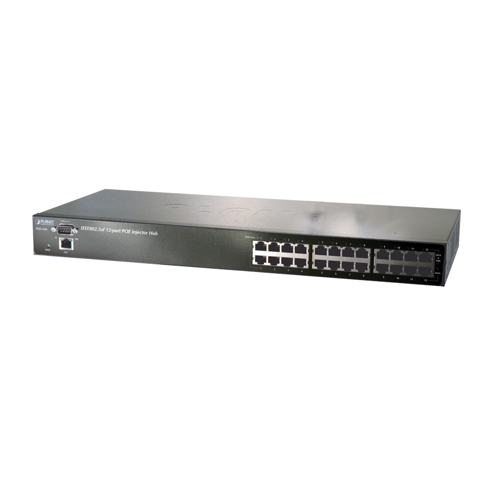 Inyector PoE 802.3af Administrable de 12 Puertos 10/100 Mbps