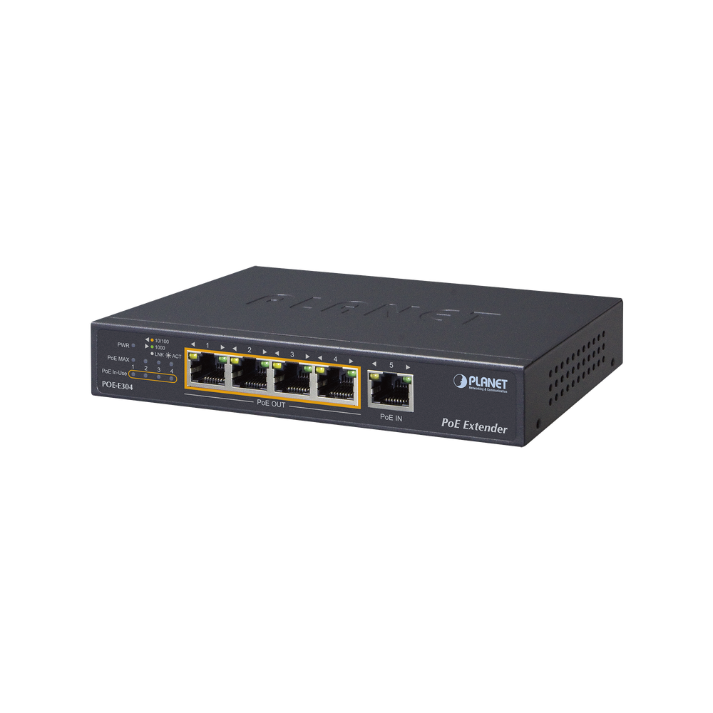 Extensor Ultra PoE de 65 Watts Con 4 Puertos Gigabit de Salida 802.3 af/at
