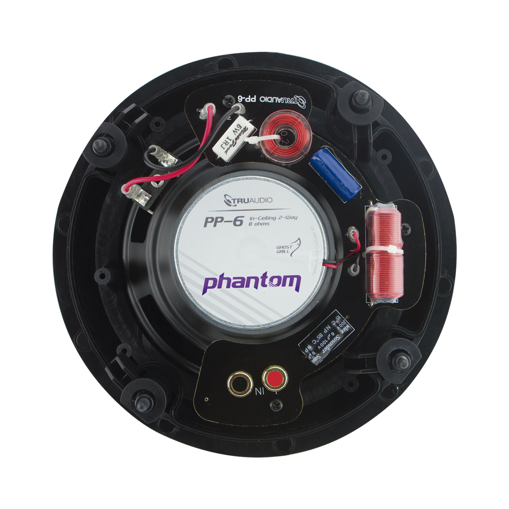 Phantom Series Altavoz de techo de 2 vias, woofer de polietileno inyectado de 6.5in, Tweeter giratorio de 1in, 5-90 watts 8 Ohms