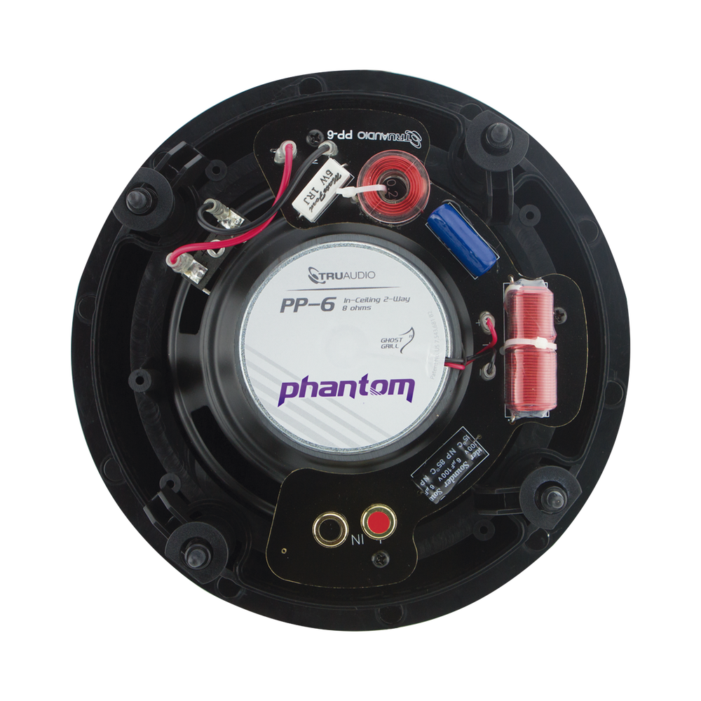 Phantom Series Altavoz de techo de 2 vías, woofer de polietileno inyectado de 8in, tweeter giratorio 1in, 5-120 watts, 8 Ohms