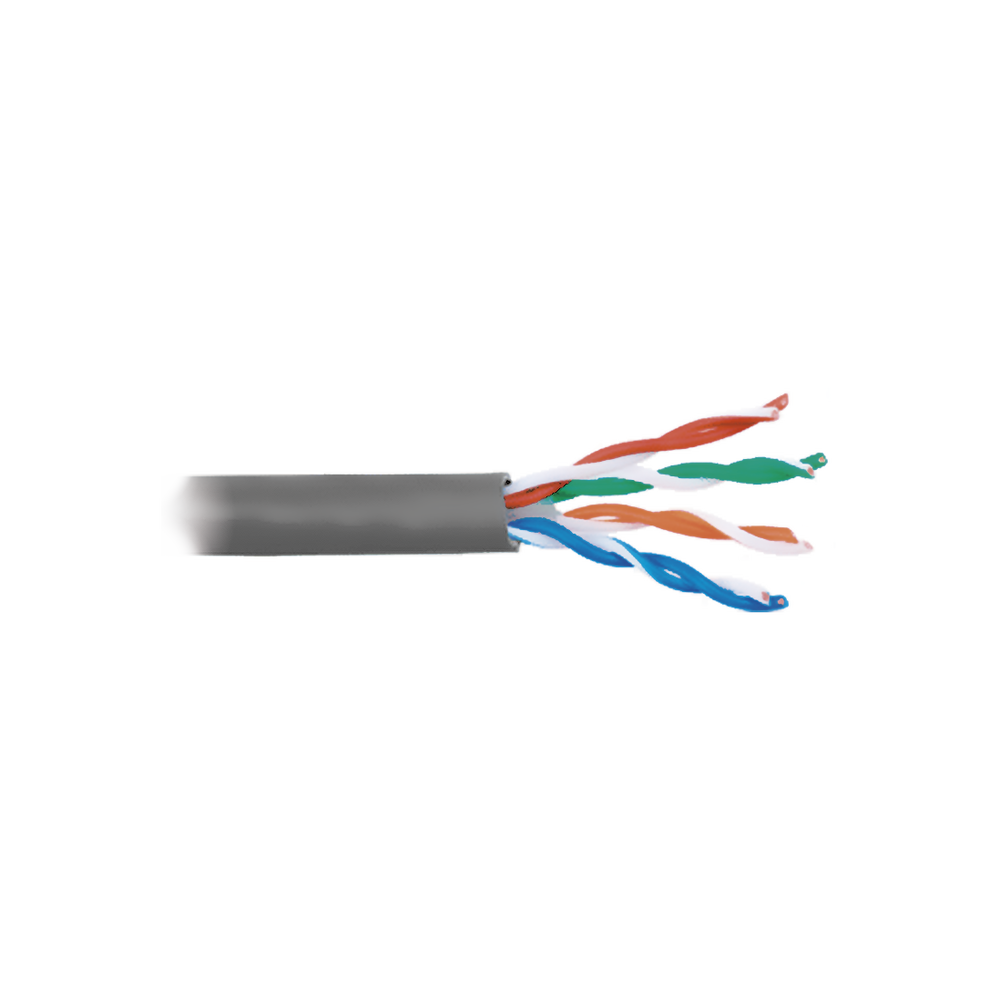 Bobina de cable de 305 m, Cat5e, PLENUM, color gris, alto rendimiento, para aplicaciones en CCTV, redes de datos. Uso interior