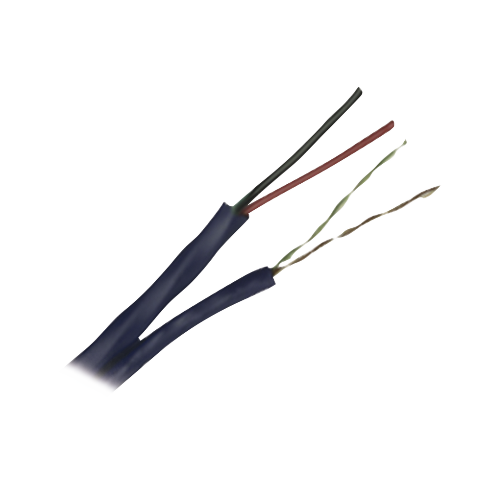 152 m (500 ft) cable reel consisting of 2 pairs of UTP 5e cable, shielded + 1 pair of 16 gauge; LDPE Jacket (100% Copper Cable)