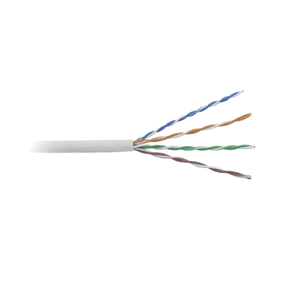 Bobina de cable de 305 m, ( 1000 ft ),  Cat5e, alto rendimiento, color blanco, UL, para aplicaciones en CCTV, redes de datos. Uso en interior