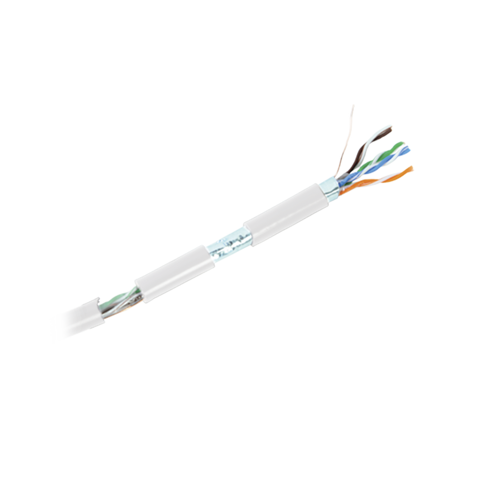 Bobina de cable de 305 m, Cat5e, para intemperie, blindado UV, color blanco, UL, para aplicaciones en CCTV, redes de datos.