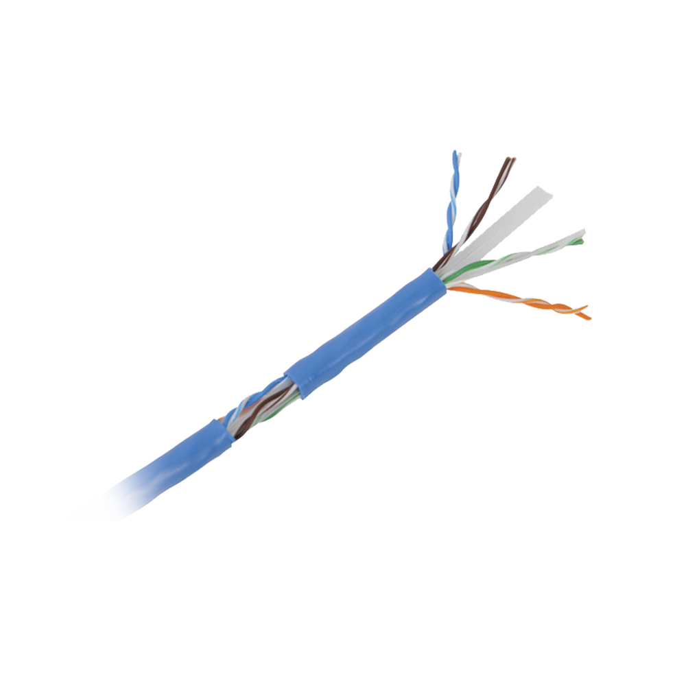 Bobina de cable U/UTP Cat6A de 305 mts, Color Azul, CM, soporta 10G-BaseT para transmisión de frecuencias de hasta 500MHz, UL