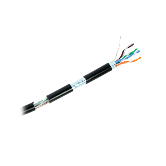 Bobina de 152.5 metros Cat6+ CALIBRE 23 Exterior Blindado tipo FTP Para Climas Extremos, UL para aplicaciones de CCTV y redes de datos. Para uso en Intemperie.