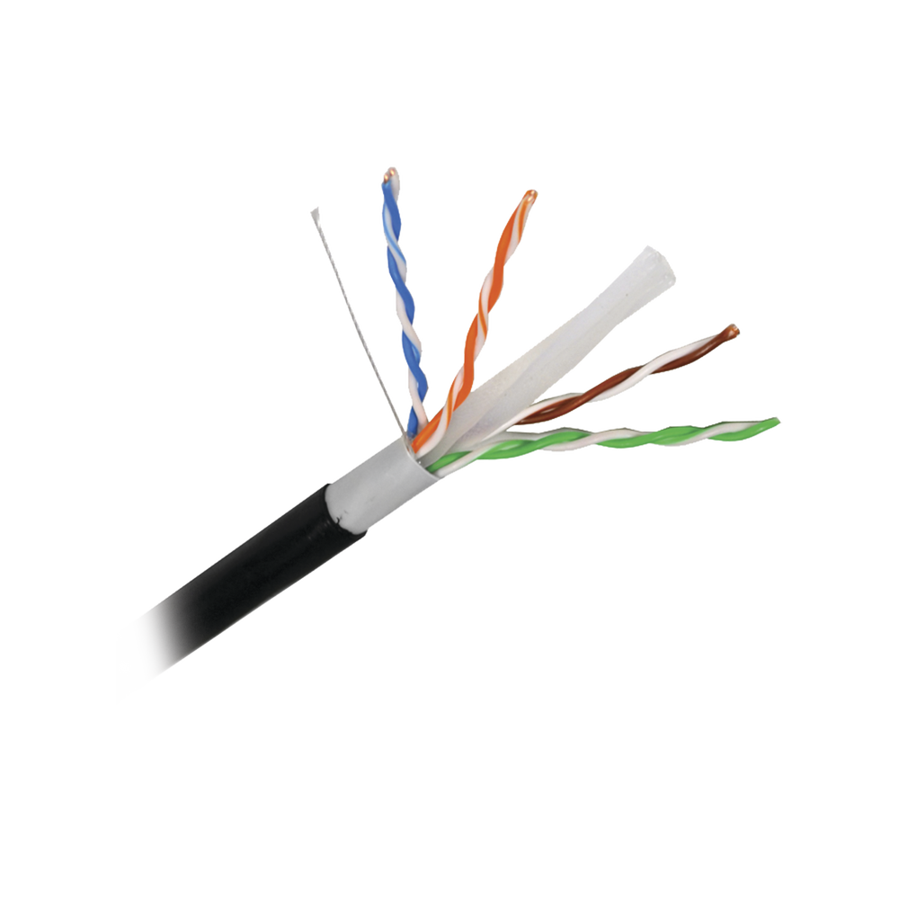 Cable Cat6+ CALIBRE 23 UTP, Intemperie con GEL DOBLE CHAQUETA, UL, con garantía de 25 años, color negro de 152.5 Metros, para Climas EXTREMOS