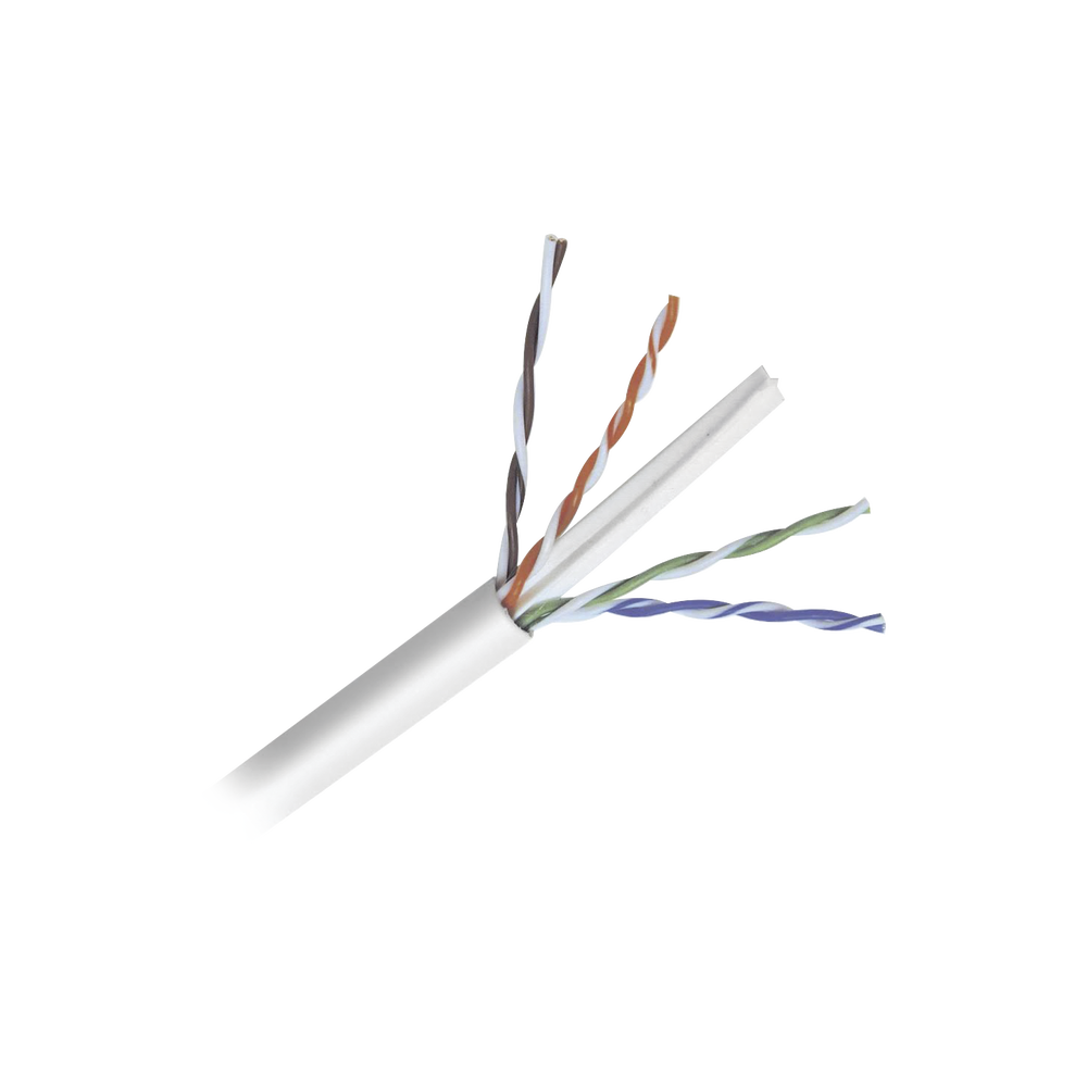 Bobina de cable de 152 Metros Cat6+ CALIBRE 23 ALTO DESEMPEÑO, super flexible, UL, color Blanco, para aplicaciones de CCTV y redes de datos