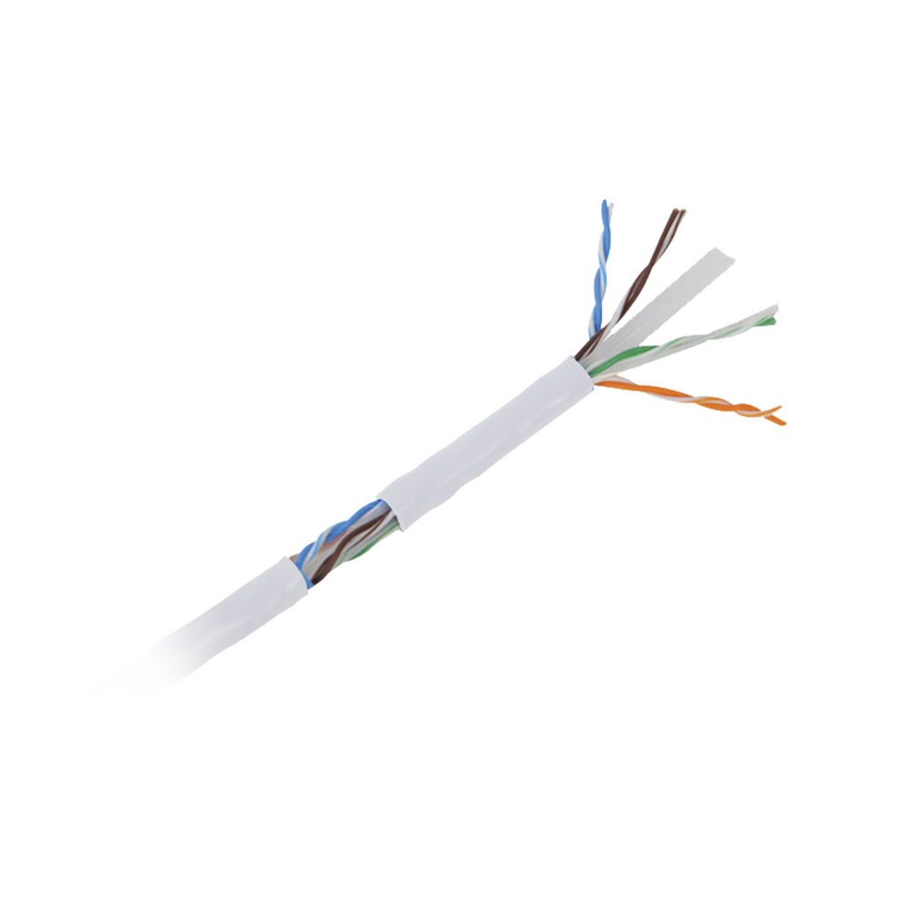 Bobina de Cable UTP de 305 m (1000 ft) Cat6 aleación de Cobre y Aluminio (CCA), color blanco, Uso exclusivo interior