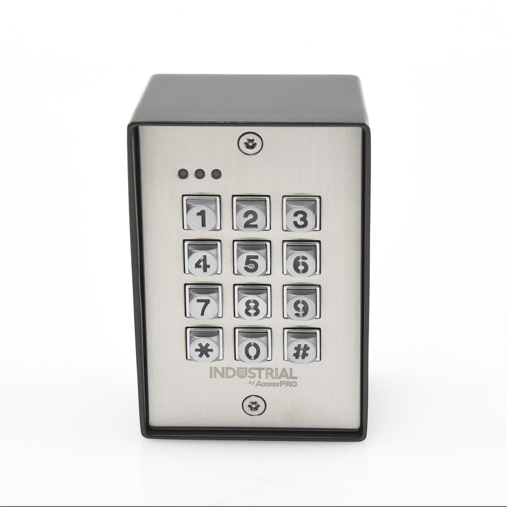 Vandal-resistant outdoor/indoor keypad, 3 relays, Wiegand output, 1200 users