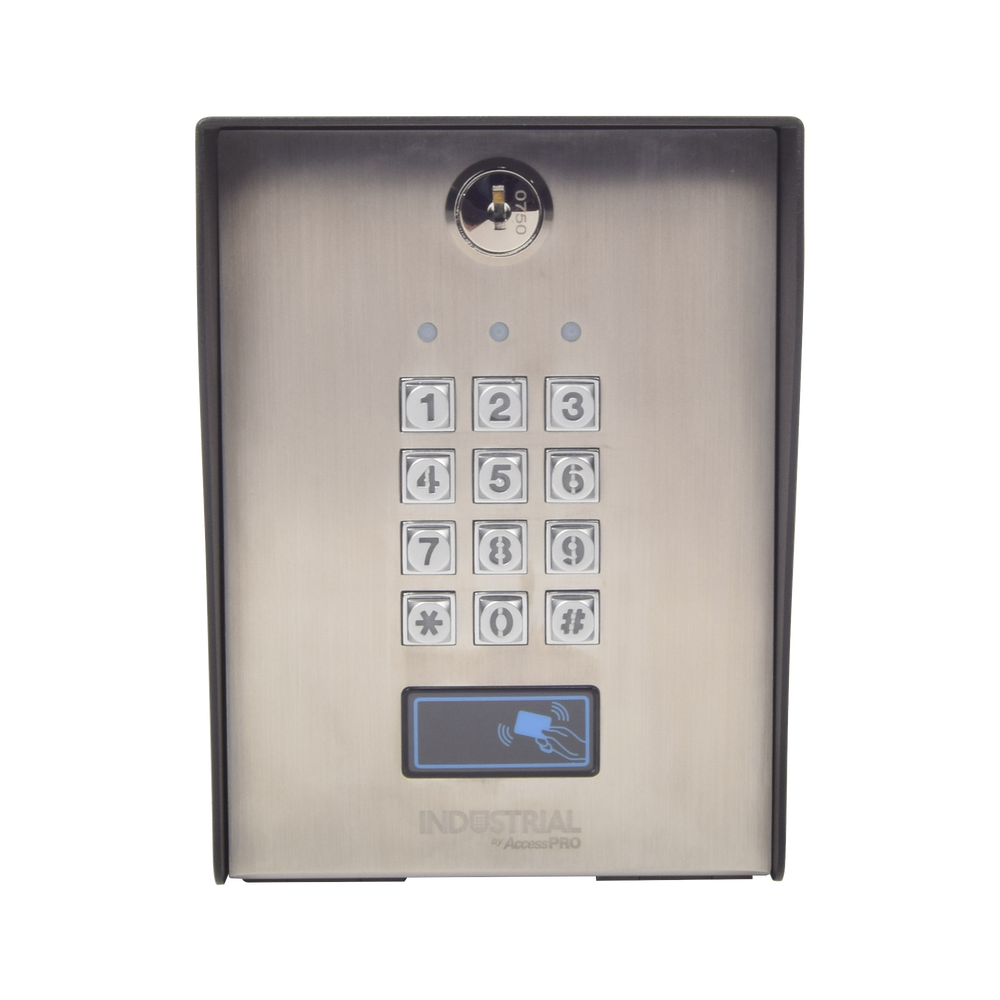 Vandal-resistant outdoor/indoor keypad, 3 relays, 50 visitor codes, 1200 users