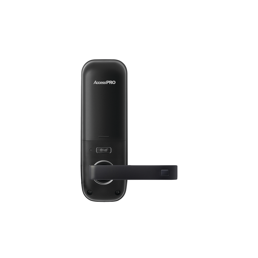 Smart lock with touch screen keypad, opening with Mifare card/password and emergency key, compact design for single-knob doors