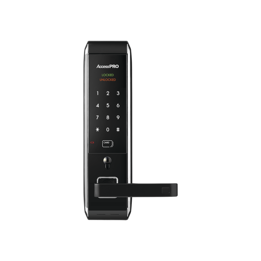 Cerradura inteligente para puertas con doble cerrojo/teclado Touch Screen, Apertura con tarjeta Mifare /Contraseña y Llave de emergencia 