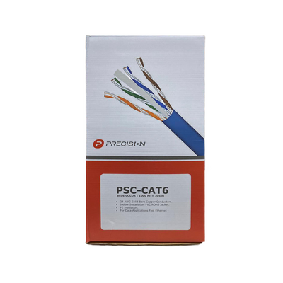 Bobina de cable de UTP de 4 pares Cat6 de 305 m (1000 ft), 100% Cobre, PVC ROHS, Color Azul, 24 AWG, Uso en Interior, Pa