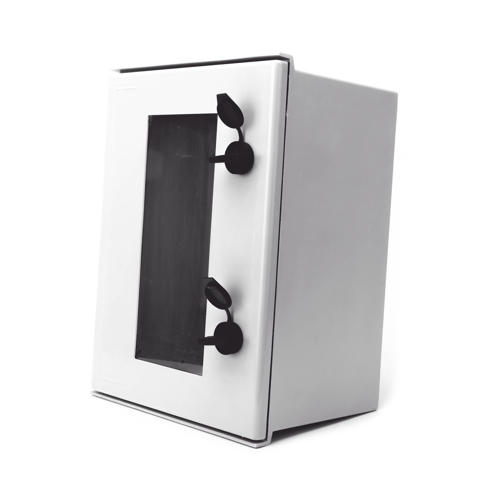 IP65 Polyester Cabinet with Transparent Door, Outdoor Use (300 x 400 x 200 mm) with Inner Back Plate (Includes Key and Plate).