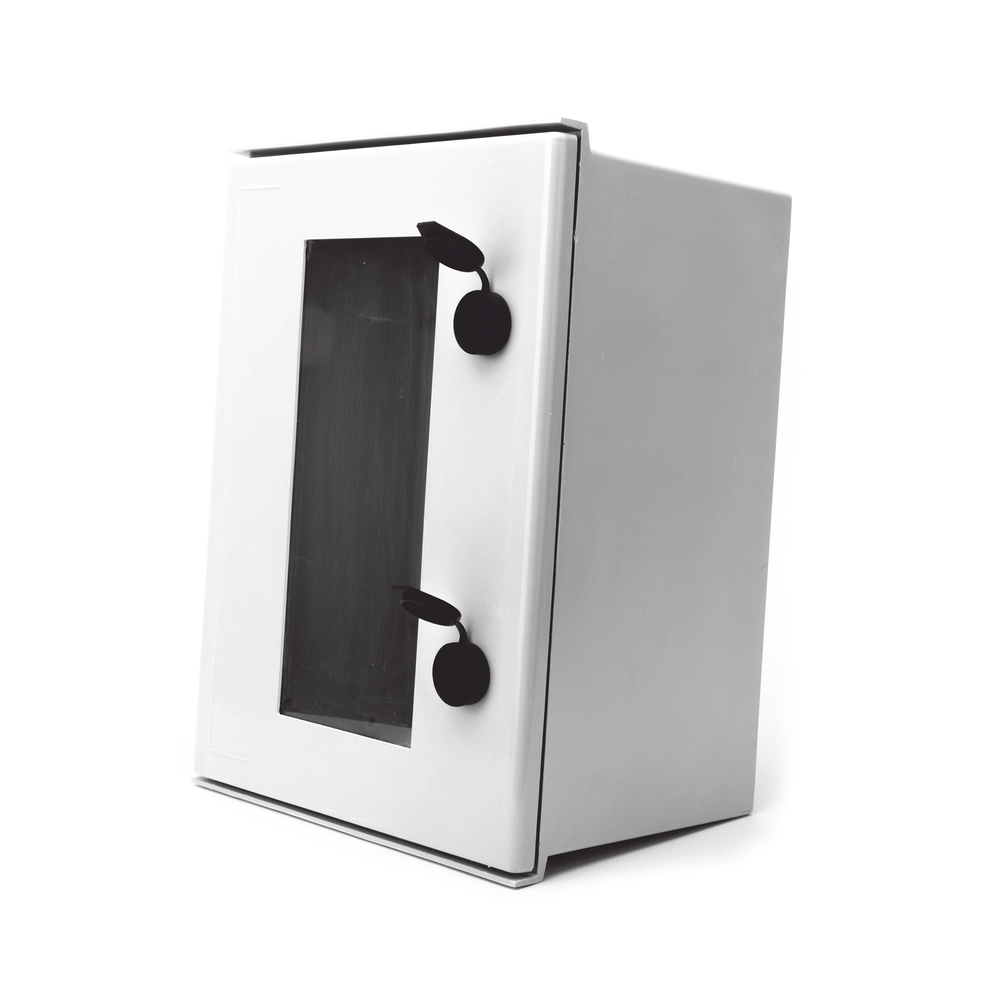 IP65 Polyester Cabinet with Transparent Door, Outdoor Use (300 x 400 x 200 mm) with Inner Back Plate (Includes Key and Plate).