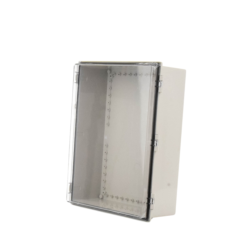 ABS Plastic Cabinet, Transparent Door, Outdoor Use (350 x 460 x 160 mm) Closing by Stainless Steel Snaps.